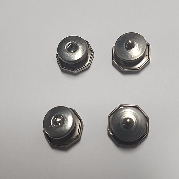 Antique Snap Cufflinks 1920s Celluloid Silver Tone Glass Rhinestone Center - Picture 4 of 4